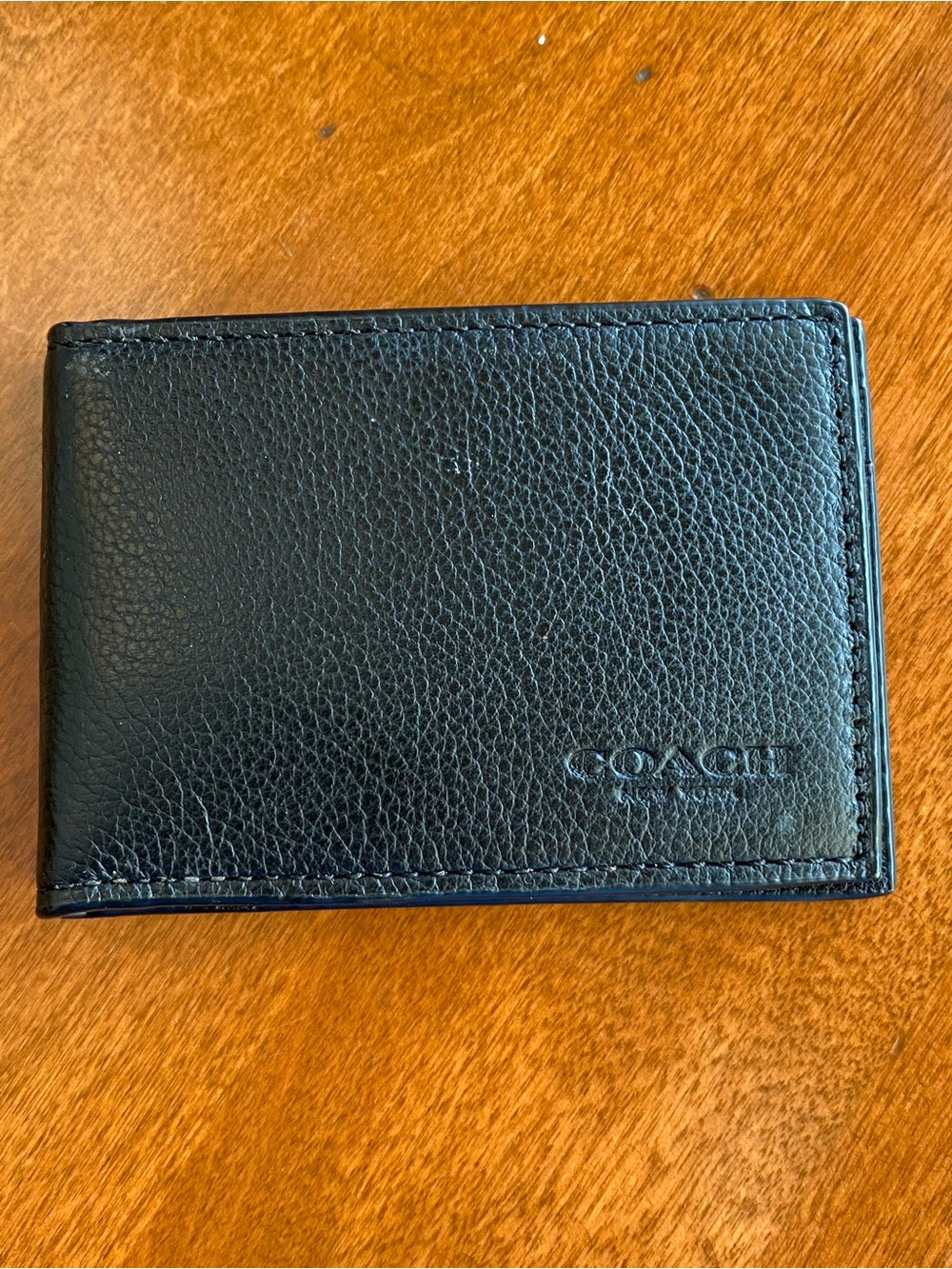 Coach Black Pebbled Leather Card & Key Holder